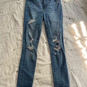 Abercrombie & Fitch Distressed Skinny Jeans in Blue